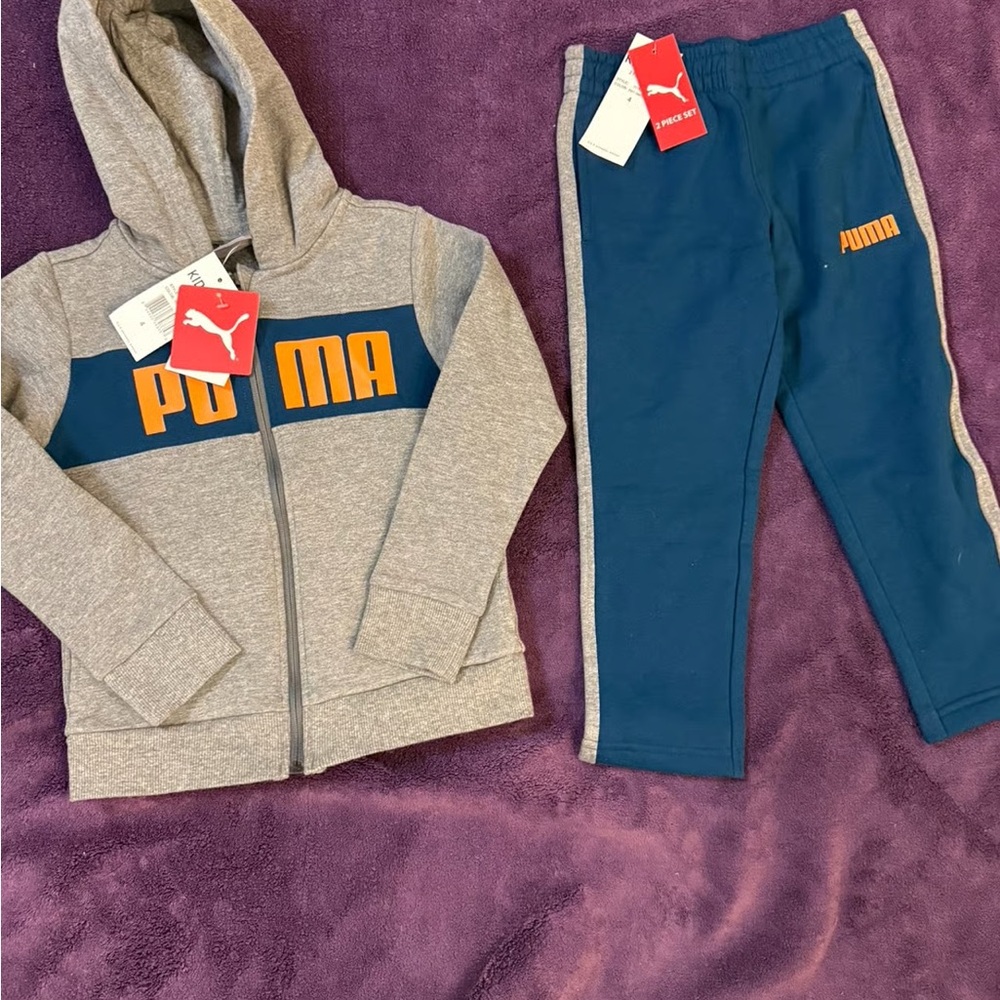 Puma Kids Gray and Navy Jogger Set